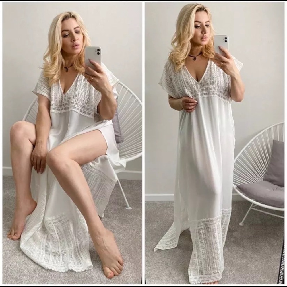New Bohemian Crochet Detailed Tunic Maxi Dress - Picture 3 of 10